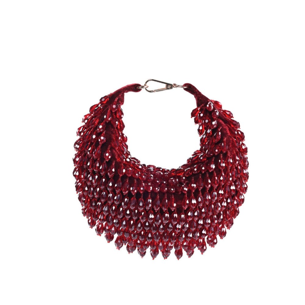 House Of Kosha Ophelia Maroon Suede Embellished Hobo Bag