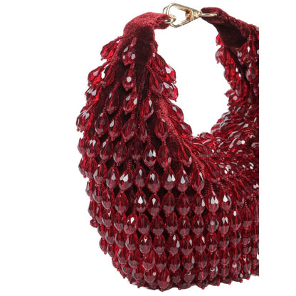 House Of Kosha Ophelia Maroon Suede Embellished Hobo Bag