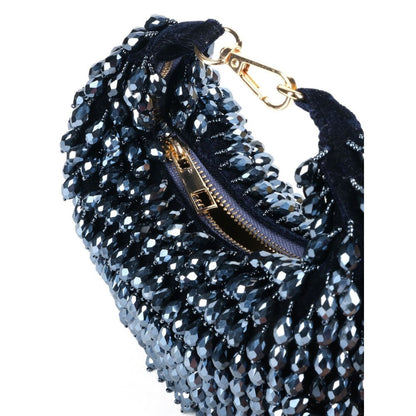 House Of Kosha Ophelia Grey Suede Embellished Hobo Bag