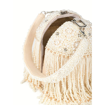 House Of Kosha Sophia Ivhandcrafted Bagory Suede Pearl Bucket Bag
