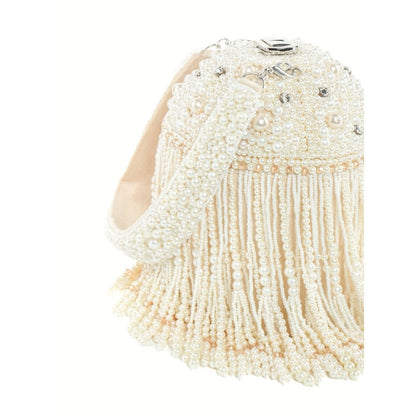 House Of Kosha Sophia Ivhandcrafted Bagory Suede Pearl Bucket Bag