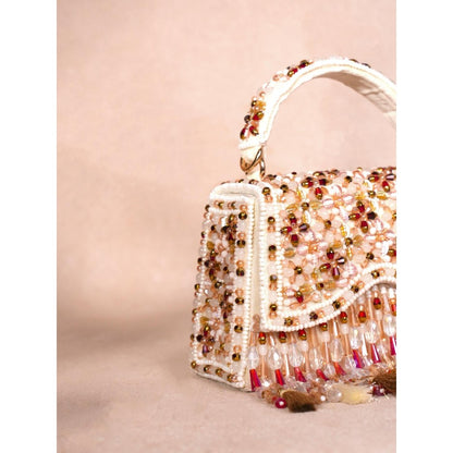 House Of Kosha Elara Multi-Color Suede Embellished Clutch with Detachable Sling Chain