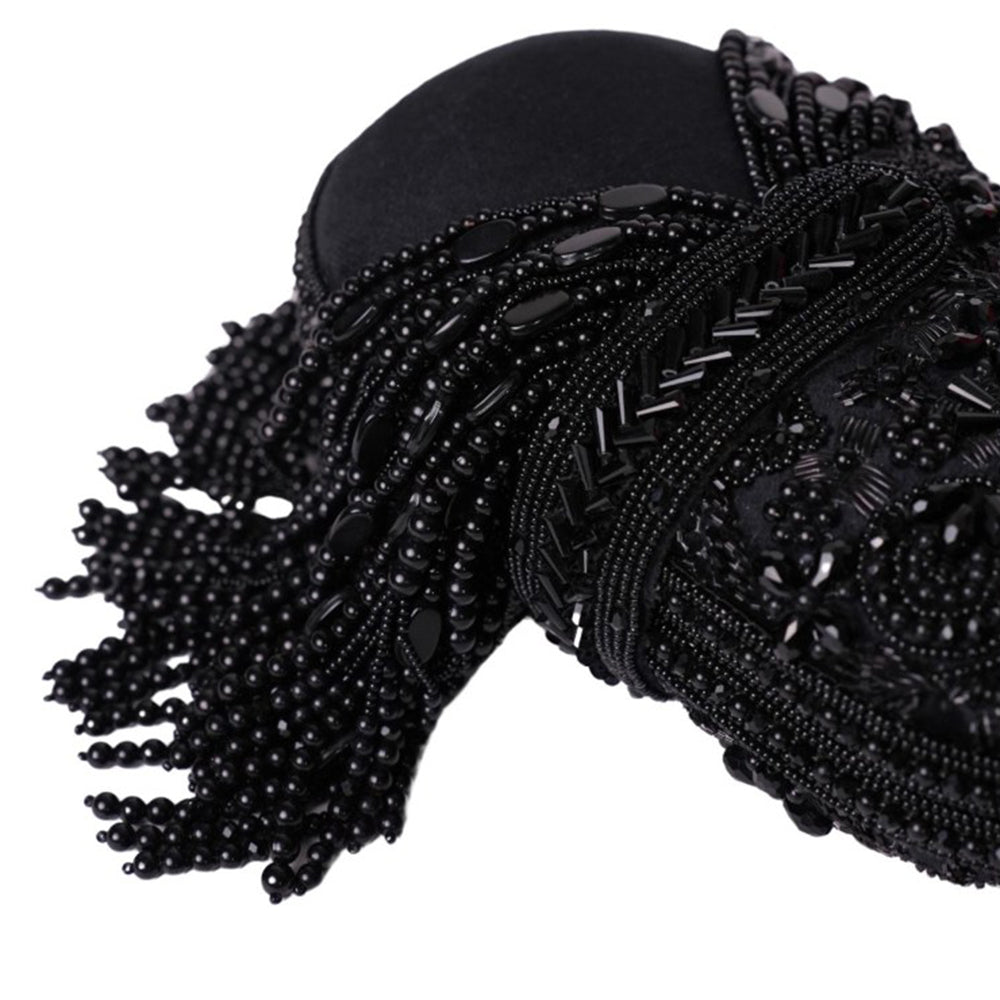 House Of Kosha Azmat Black Suede Embellished Clutch with Detachable Strap
