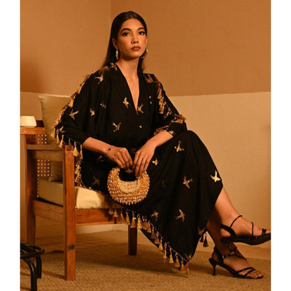 House Of Kosha Alara Gold Suede Embellished Clutch
