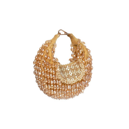 House Of Kosha Alara Gold Suede Embellished Clutch