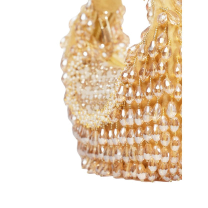 House Of Kosha Alara Gold Suede Embellished Clutch