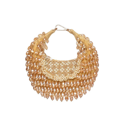 House Of Kosha Alara Gold Suede Embellished Clutch