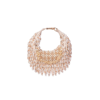 House Of Kosha Alara Ivory Pastel Suede Embellished Clutch