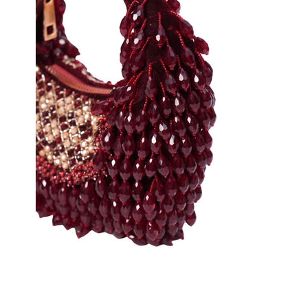 House Of Kosha Alara Maroon Suede Embellished Clutch