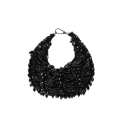 House Of Kosha Emma Black Suede Pearl Embellished Clutch