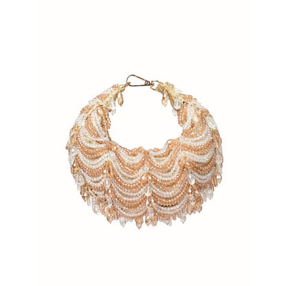 House Of Kosha Liona Gold Georgette Embellished Clutch
