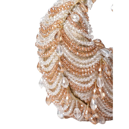 House Of Kosha Liona Gold Georgette Embellished Clutch