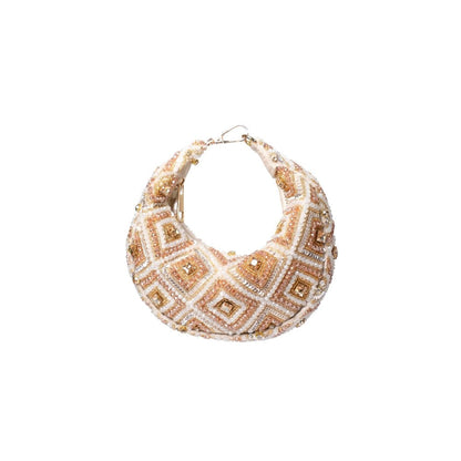 House Of Kosha Serin Gold Pastel Suede Embellished Clutch