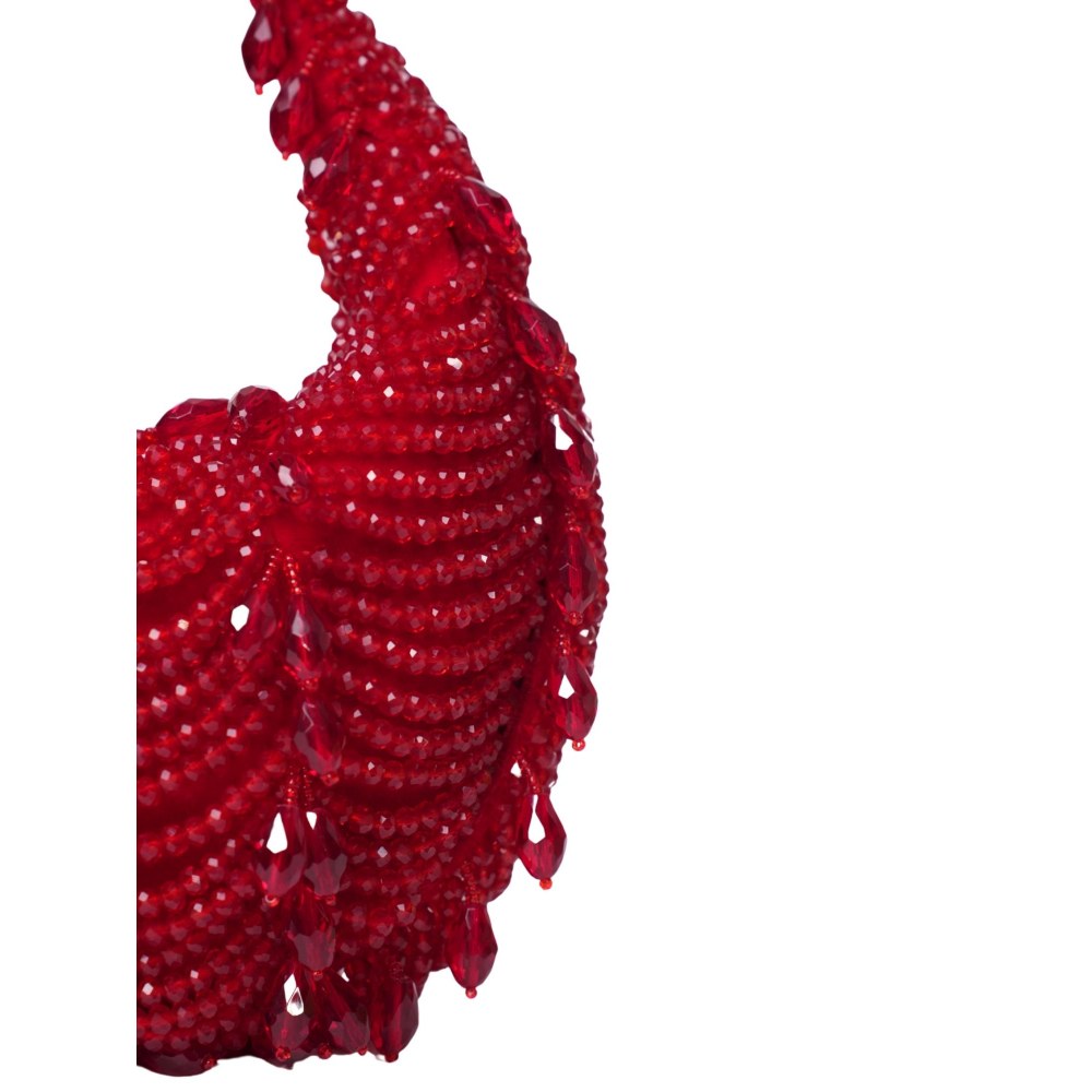 House Of Kosha Liona Red Suede Embellished Clutch