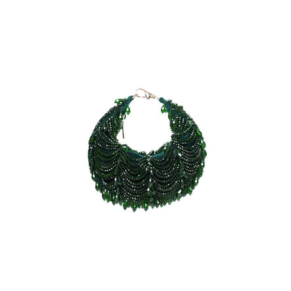 House Of Kosha Liona Green Suede Embellished Clutch