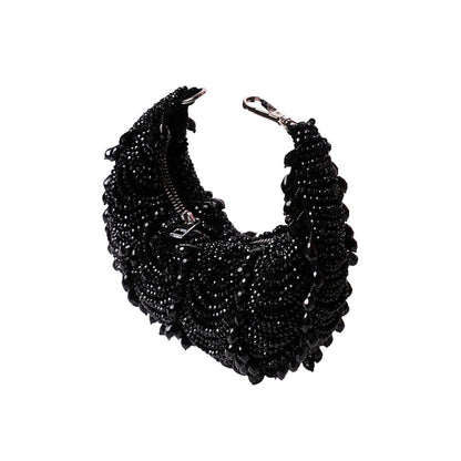 House Of Kosha Liona Black Suede Embellished Clutch