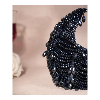 House Of Kosha Liona Navy Blue Suede Embellished Clutch