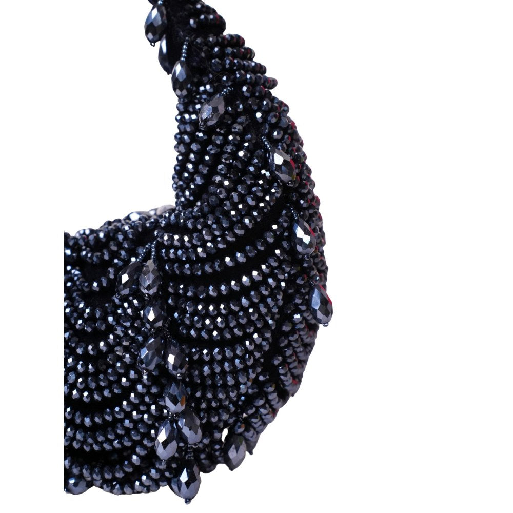 House Of Kosha Liona Navy Blue Suede Embellished Clutch