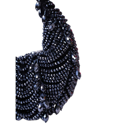 House Of Kosha Liona Navy Blue Suede Embellished Clutch