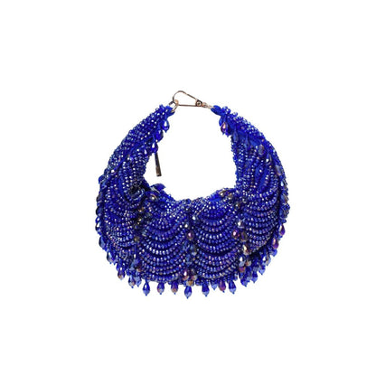 House Of Kosha Liona Royal Blue Suede Embellished Clutch