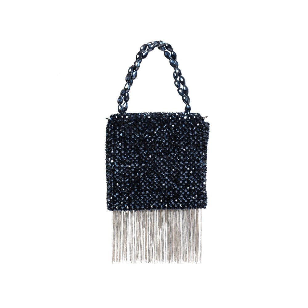 House Of Kosha Natali Navy Blue Embellished Clutch with Detachable Sling Chain