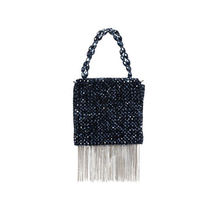 House Of Kosha Natali Navy Blue Embellished Clutch with Detachable Sling Chain