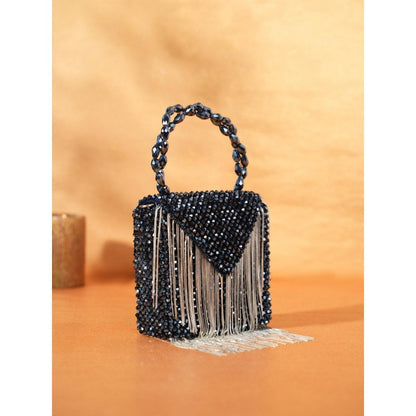 House Of Kosha Natali Navy Blue Embellished Clutch with Detachable Sling Chain