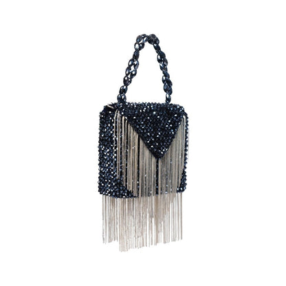 House Of Kosha Natali Navy Blue Embellished Clutch with Detachable Sling Chain