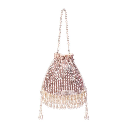 House Of Kosha Aurelia Pink Suede Embellished Potli