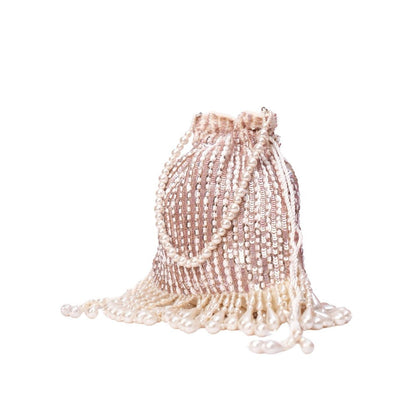 House Of Kosha Aurelia Pink Suede Embellished Potli