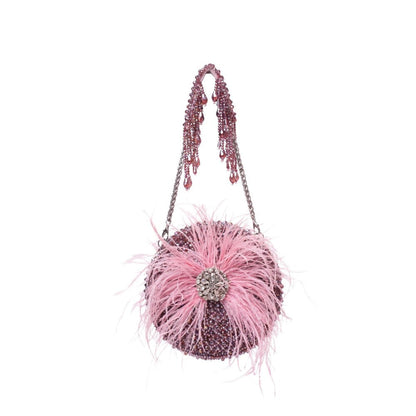 House Of Kosha Kiraz Pink Suede Embellished Clutch with Detachable Sling Chain