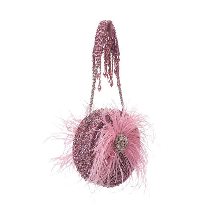 House Of Kosha Kiraz Pink Suede Embellished Clutch with Detachable Sling Chain