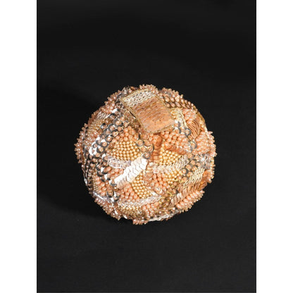 House Of Kosha Amna Gold Suede Embellished Clutch with Detachable Sling Chain