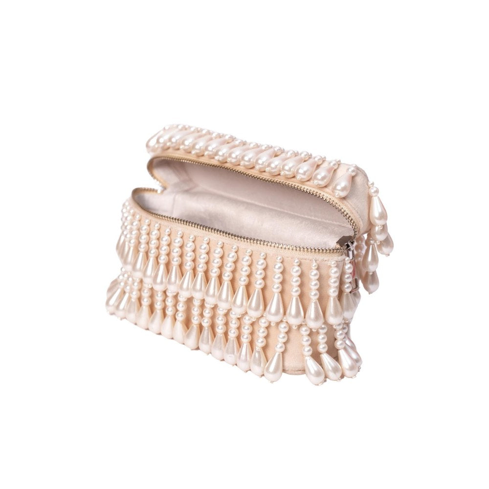 House Of Kosha Zarah Ivory Pearl Embellished Clutch