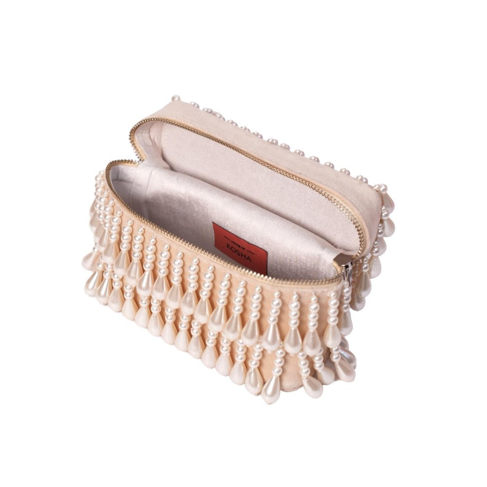 House Of Kosha Zarah Ivory Pearl Embellished Clutch
