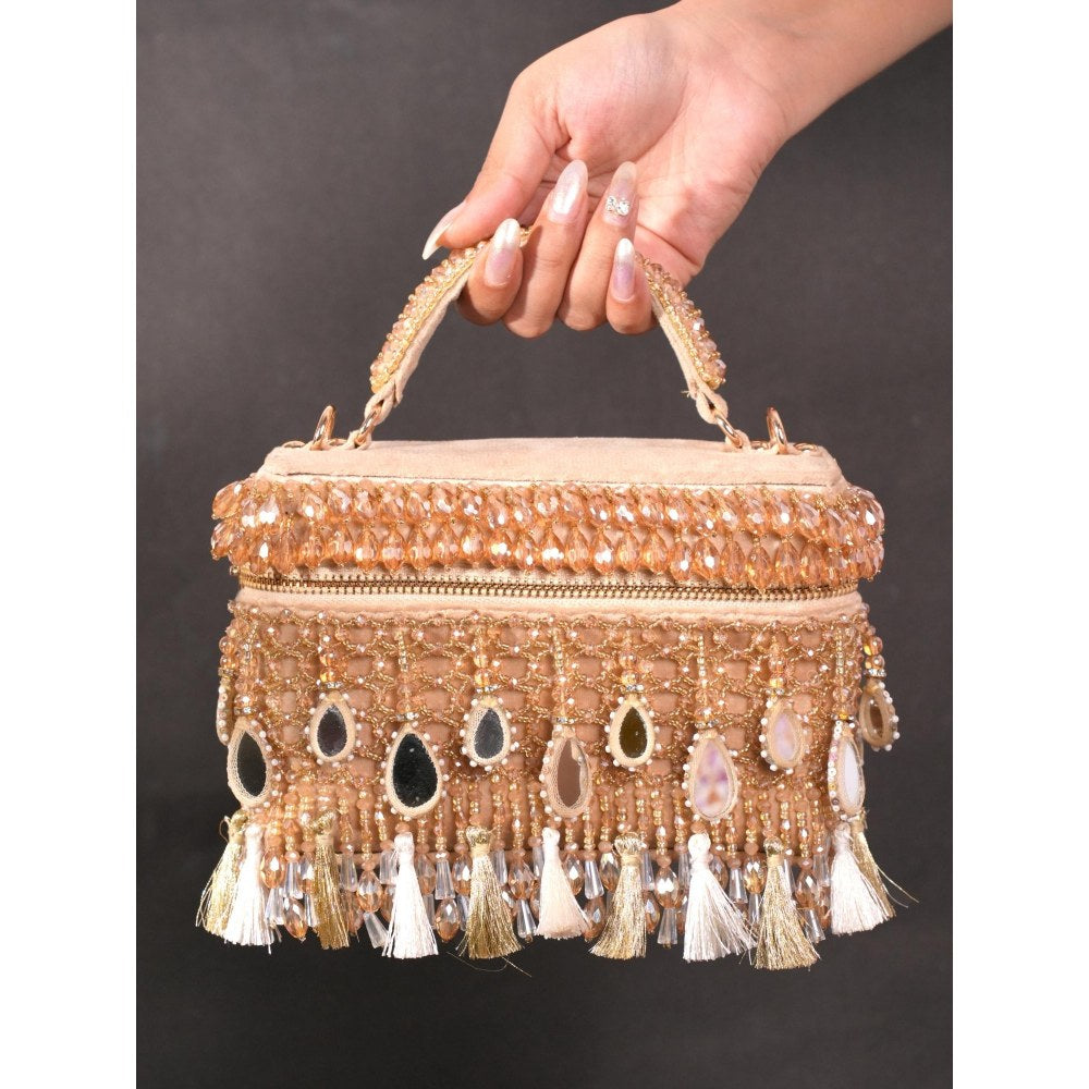 House Of Kosha Mirage Gold Mirrorwork Embellished Clutch