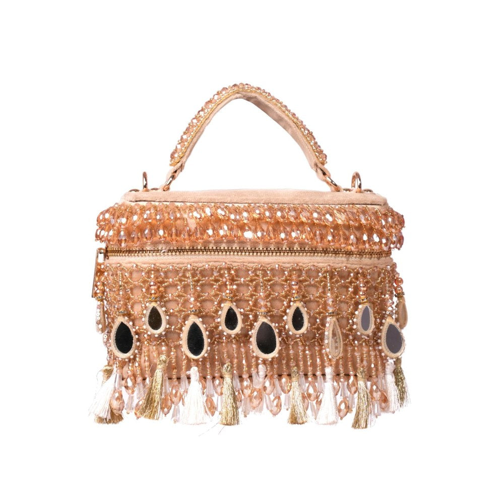 House Of Kosha Mirage Gold Mirrorwork Embellished Clutch