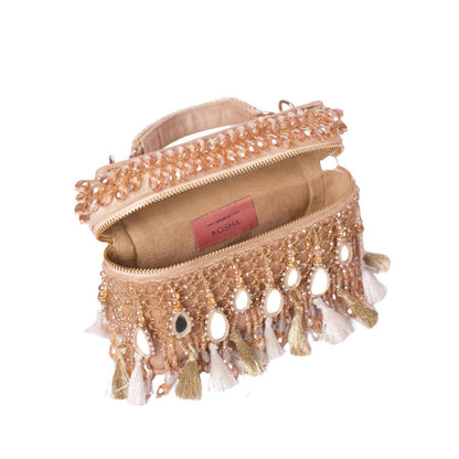 House Of Kosha Mirage Gold Mirrorwork Embellished Clutch
