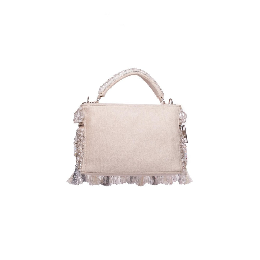 House Of Kosha Mirage Silver Mirrorwork Embellished Clutch