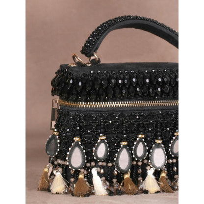 House Of Kosha Mirage Black Mirrorwork Embellished Clutch