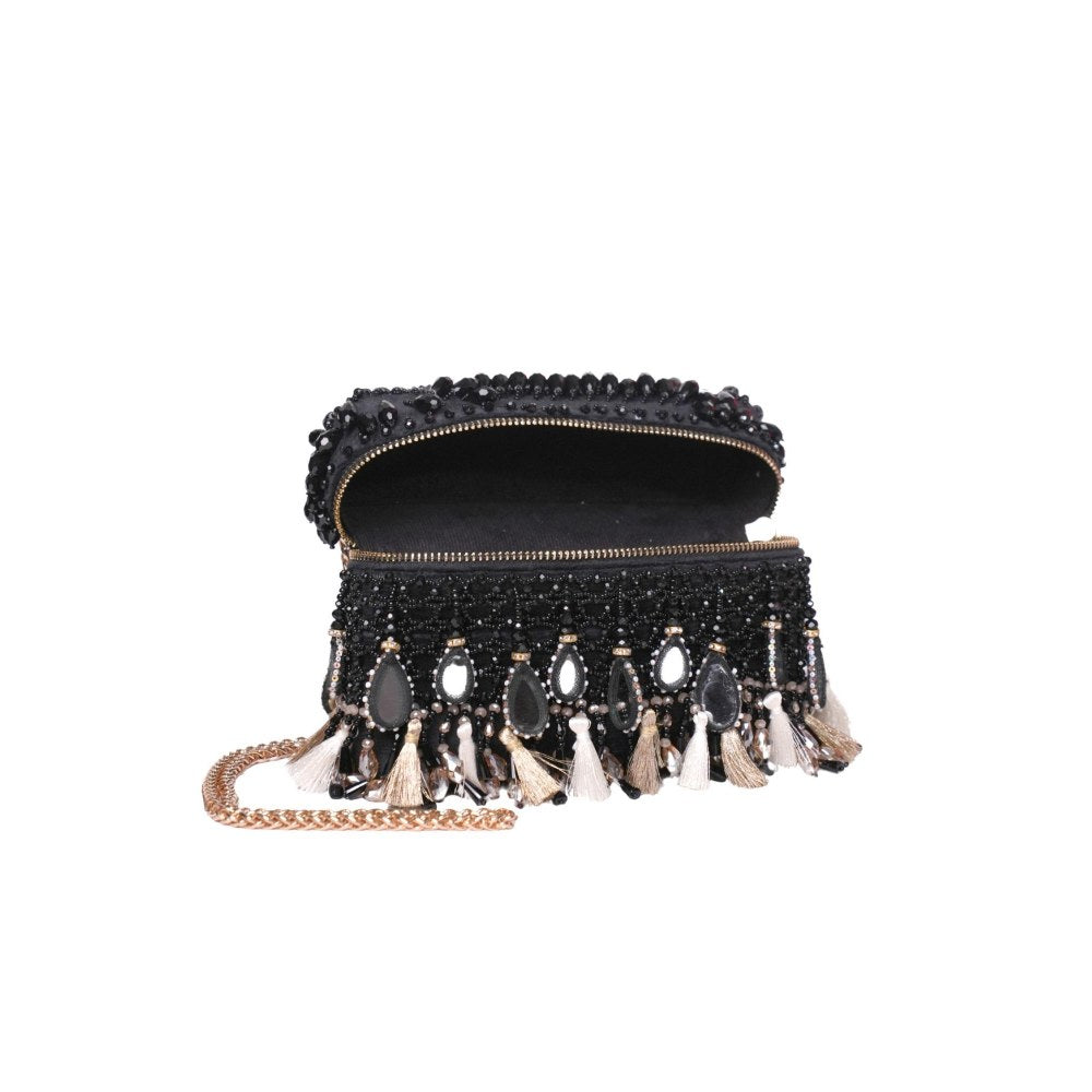 House Of Kosha Mirage Black Mirrorwork Embellished Clutch