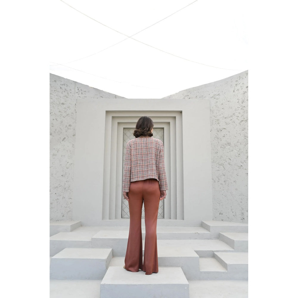 House of duti Orange Vivienne Frayed Edge Tweed Jacket