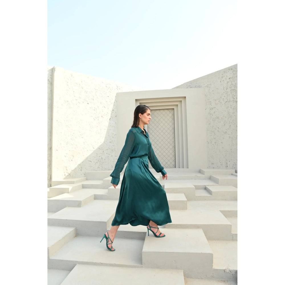 House of duti Ada Green Solid Co-Ord (Set of 2)