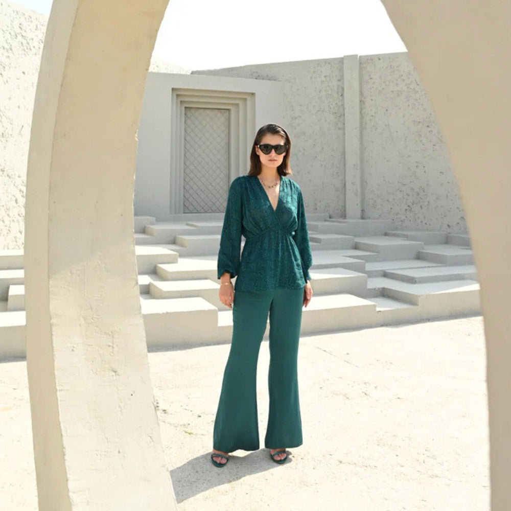 House of duti Amelie Green Self Design Co-Ord (Set of 2)