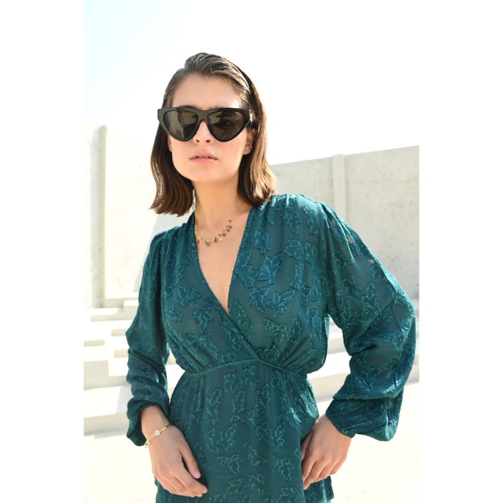 House of duti Amelie Green Self Design Co-Ord (Set of 2)