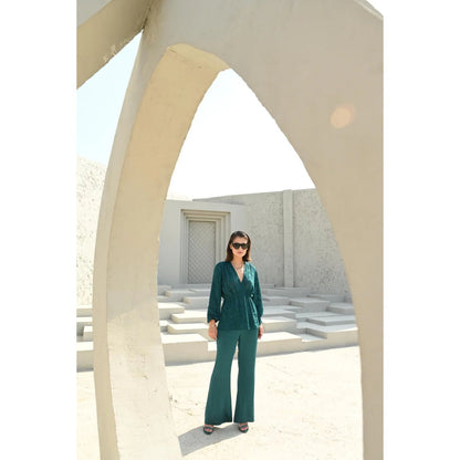 House of duti Amelie Green Self Design Co-Ord (Set of 2)