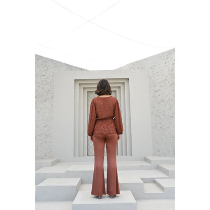 House of duti Amelie Brown Self Design Co-Ord (Set of 2)