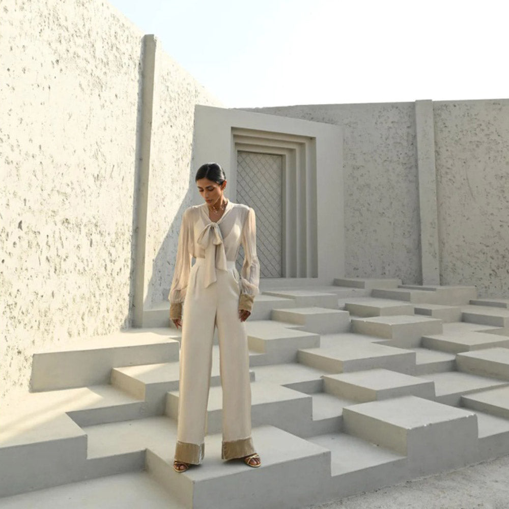 House of duti Bare Off White Solid Co-Ord (Set of 2)