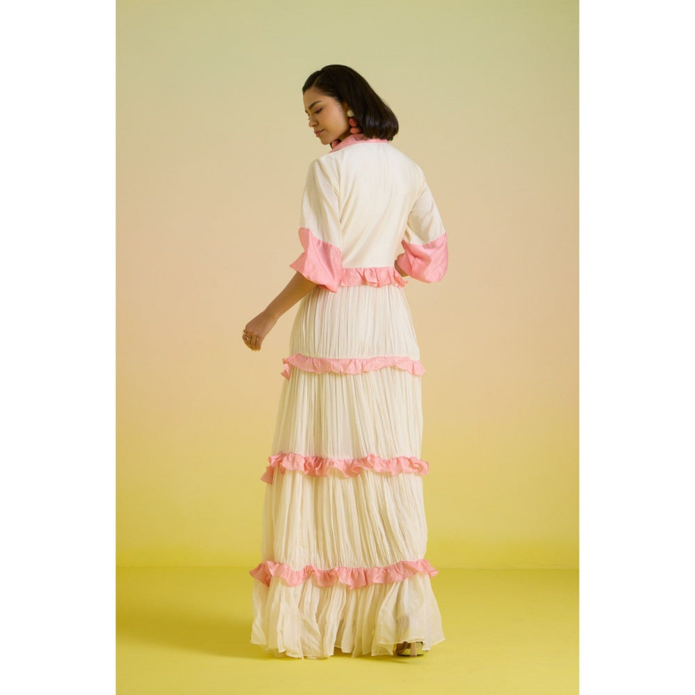 HOUSE OF HEATHER Ivory Gelato Embroidered Tier Maxi Dress