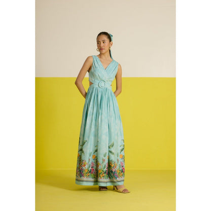 HOUSE OF HEATHER Blue Costabella Cutout Maxi Dress